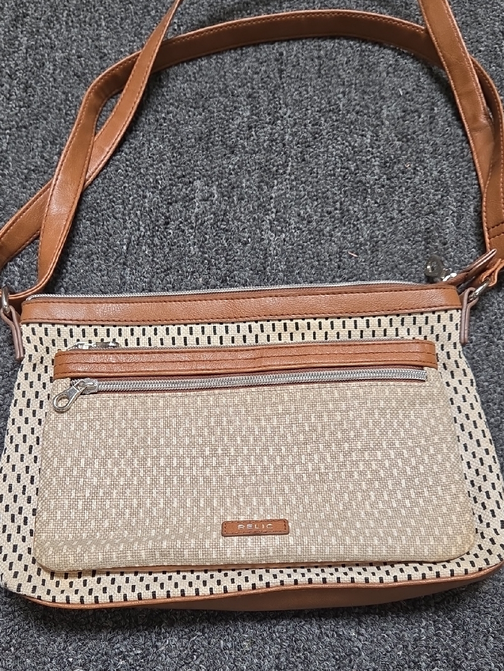 Relic Brown & Cream Woven Crossbody Bag